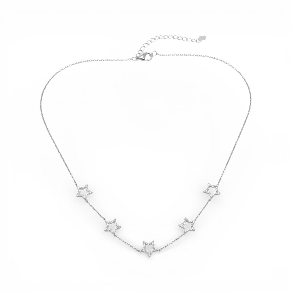 Collana con Stelle e Zirconi In Acciaio Inossidabile