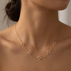 Collana con Stelle e Zirconi In Acciaio Inossidabile