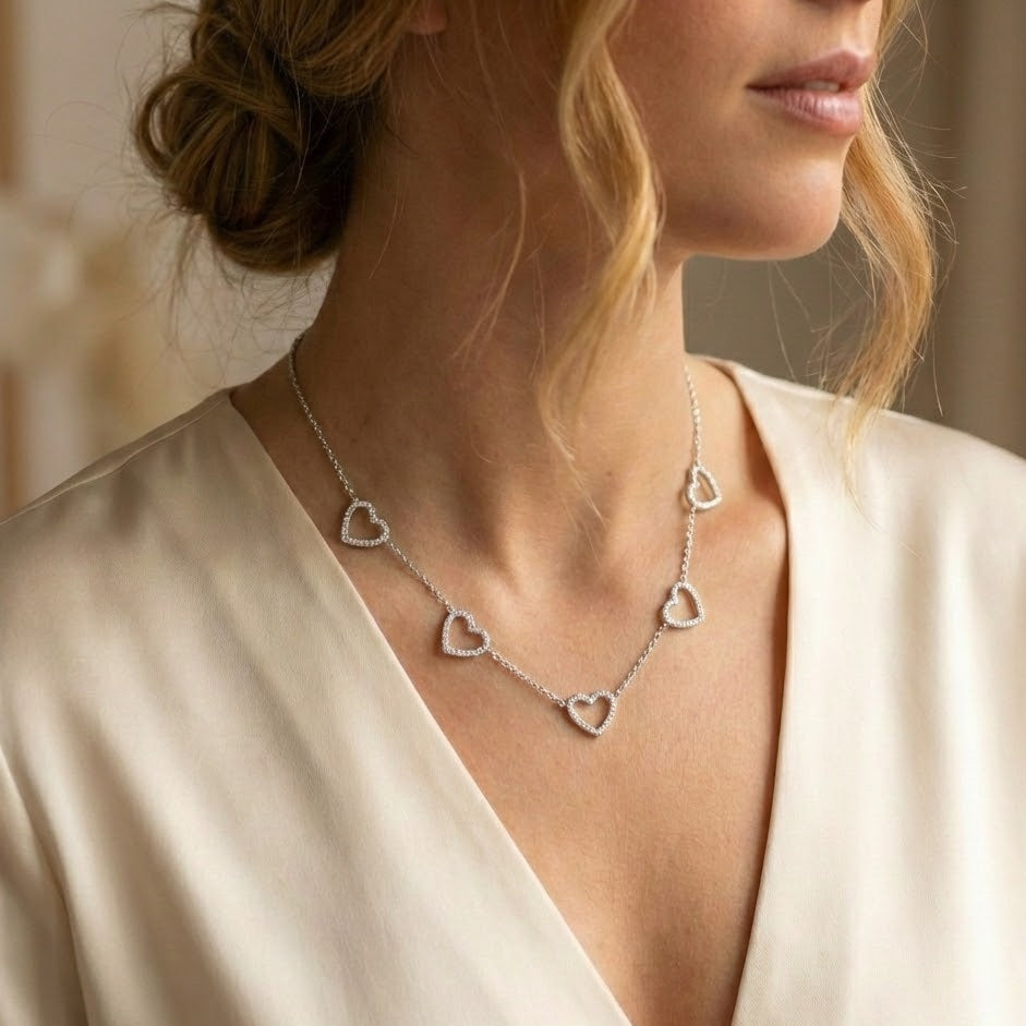 Collana con Charms a Cuore In Acciaio Inossidabile