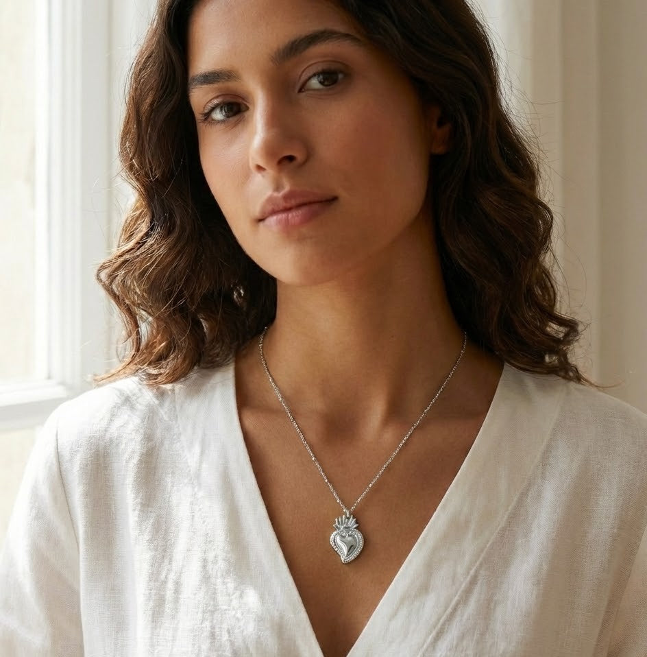 Collana Sacro Cuore In Acciaio Inossidabile