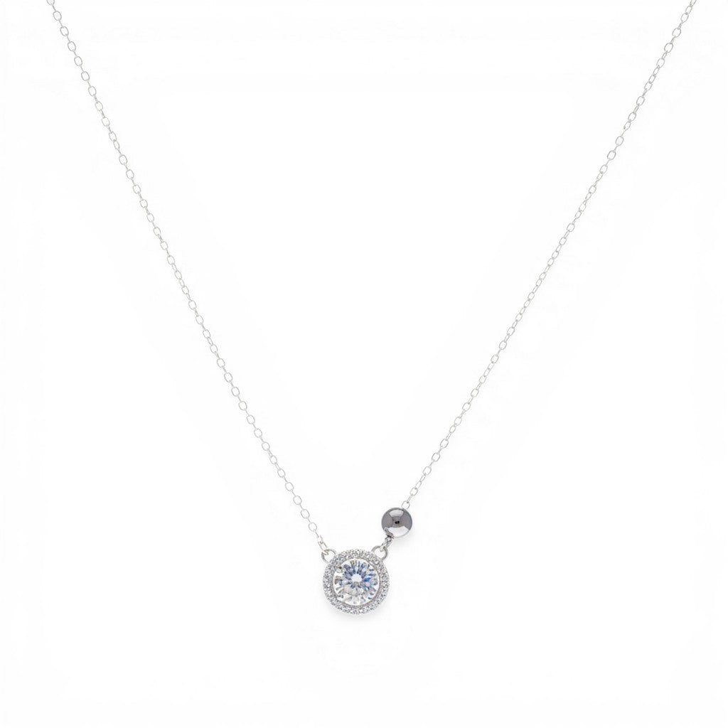 Collana Punto Luce e Sfera Liscia In Argento 925