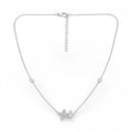 Collana Doppio Fiore con Pavé e Punti Luce In Acciaio Inossidabile