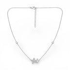 Collana Doppio Fiore con Pavé e Punti Luce In Acciaio Inossidabile