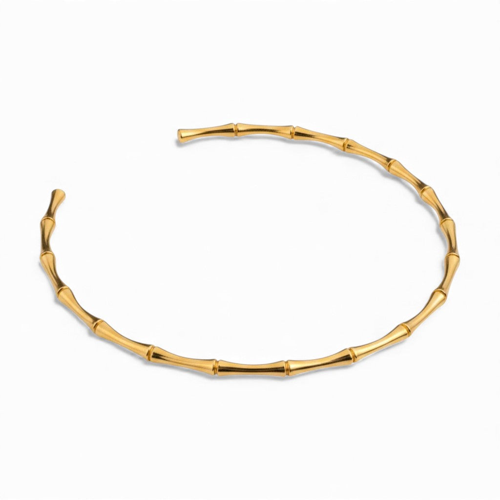 Collana Rigida Girocollo a Maglie Bamboo in Acciaio Inossidabile