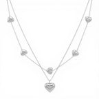 Collana Doppio Filo Multi Hearts In Acciaio Inossidabile