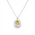 Collana Medaglione Ovale con Rosa a Rilievo In Acciaio Inossidabile