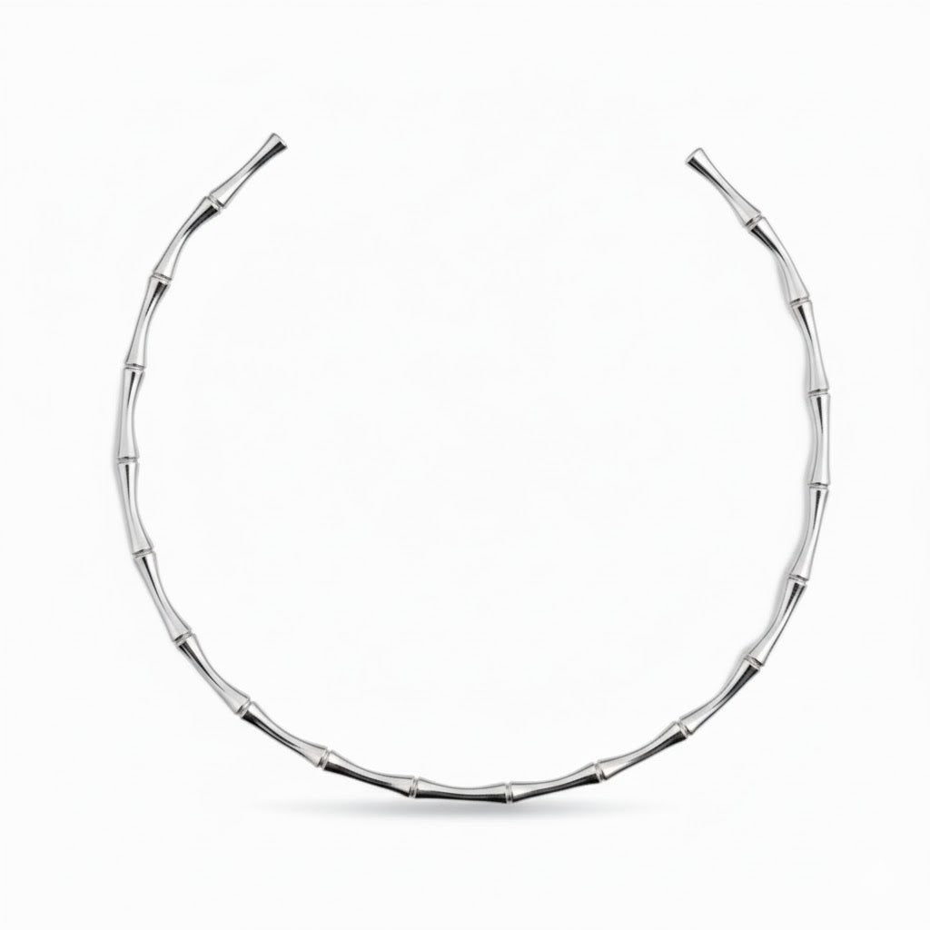 Collana Rigida Girocollo a Maglie Bamboo In Acciaio Inossidabile