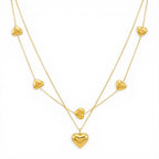 Collana Doppio Filo Multi Hearts In Acciaio Inossidabile