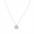 Collana con Pendente Corona e Goccia Zirconata In Argento 925