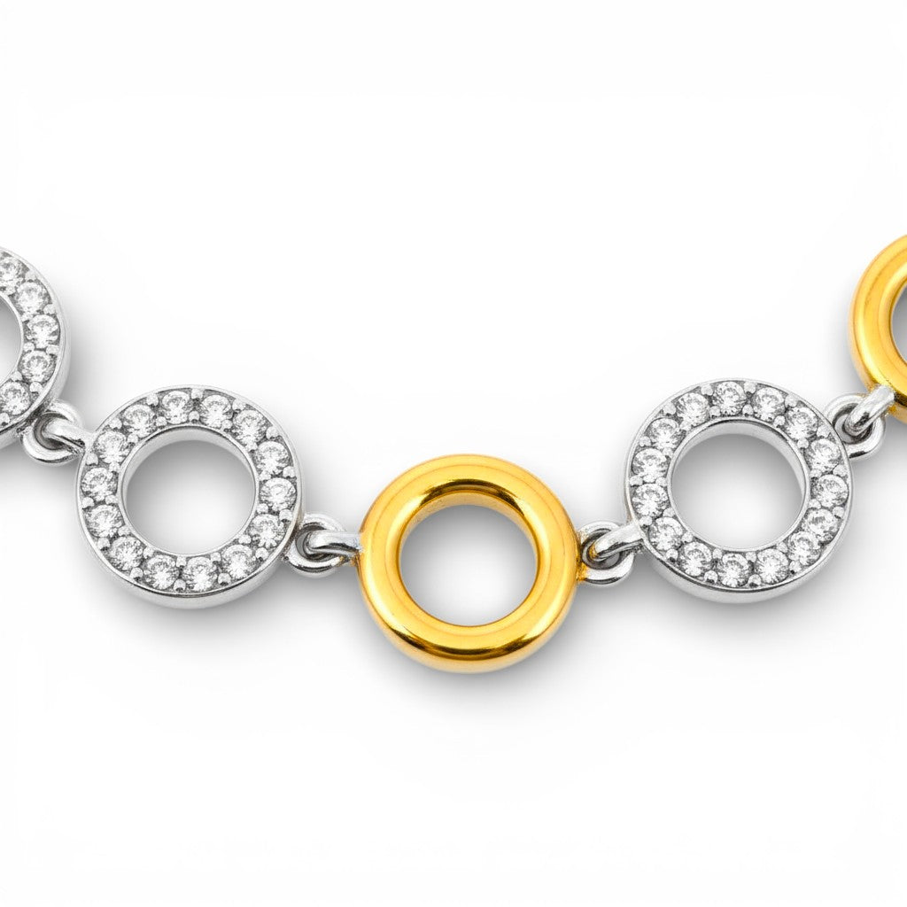 Collana Girocollo Bicolor con Pavé In Acciaio Inossidabile