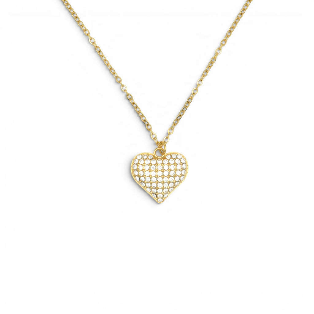 Collana con Cuore in Full Pavé di Zirconi In Acciaio Inossidabile