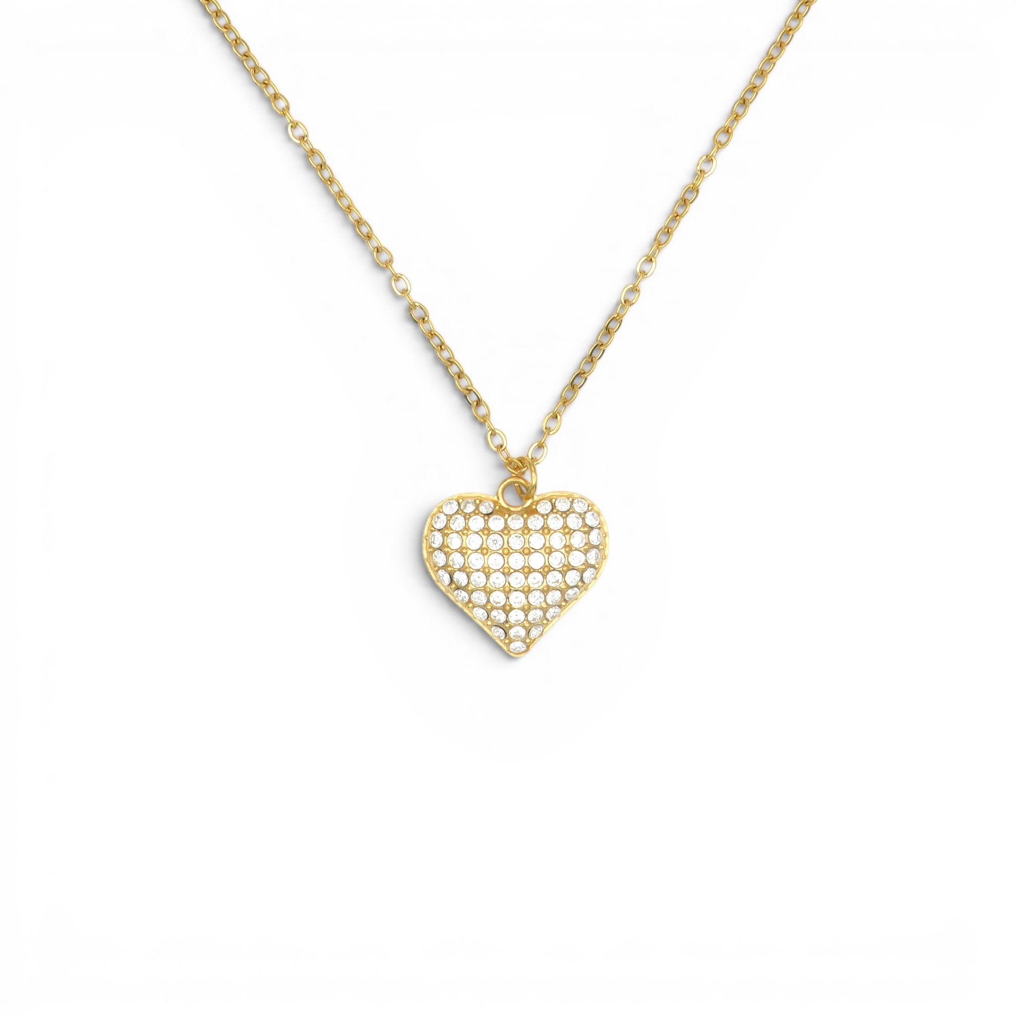 Collana con Cuore in Full Pavé di Zirconi In Acciaio Inossidabile