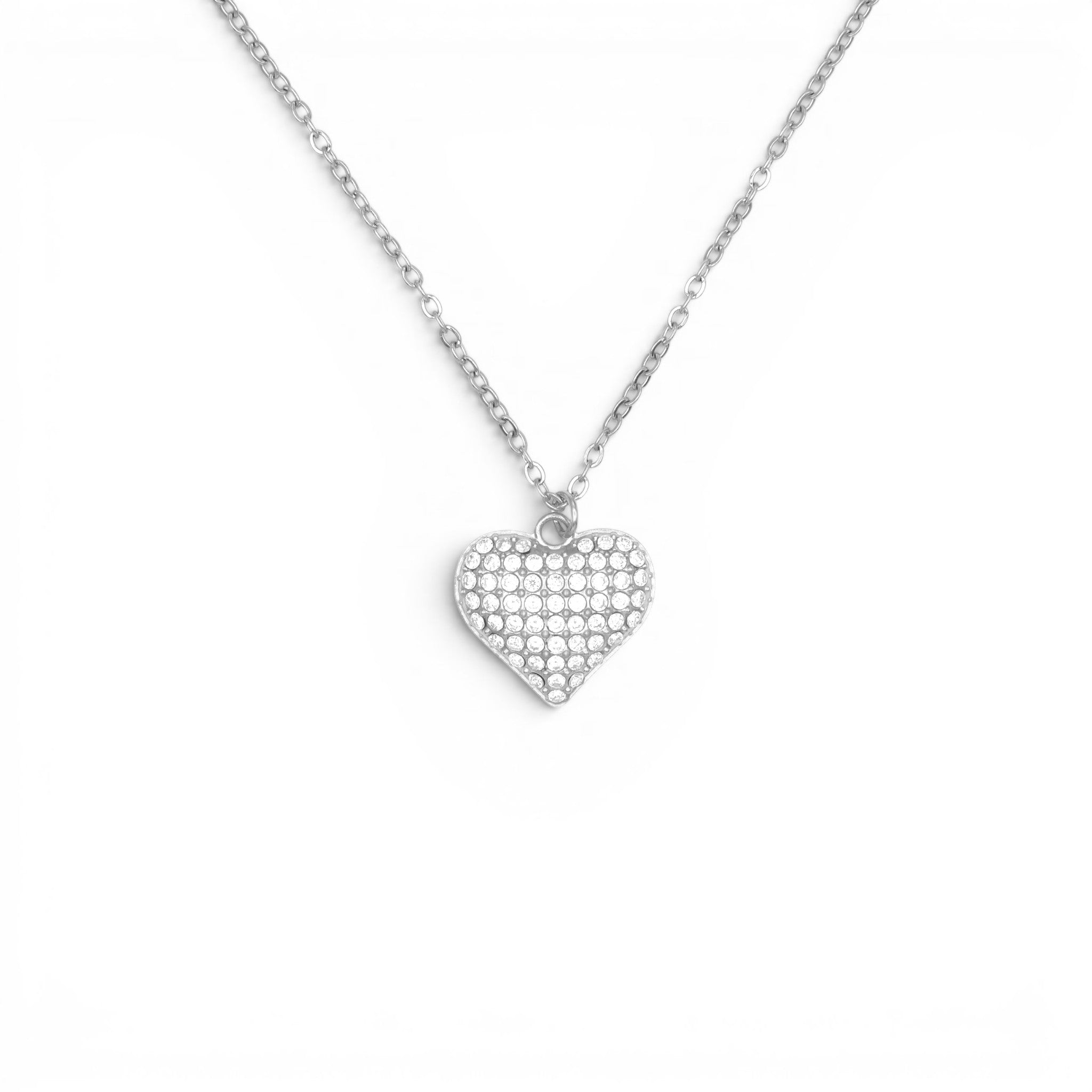 Collana con Cuore in Full Pavé di Zirconi In Acciaio Inossidabile