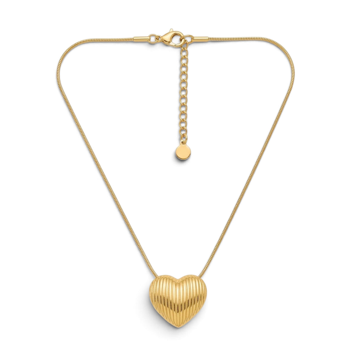 Collana con Cuore Rigato In Acciaio Inossidabile