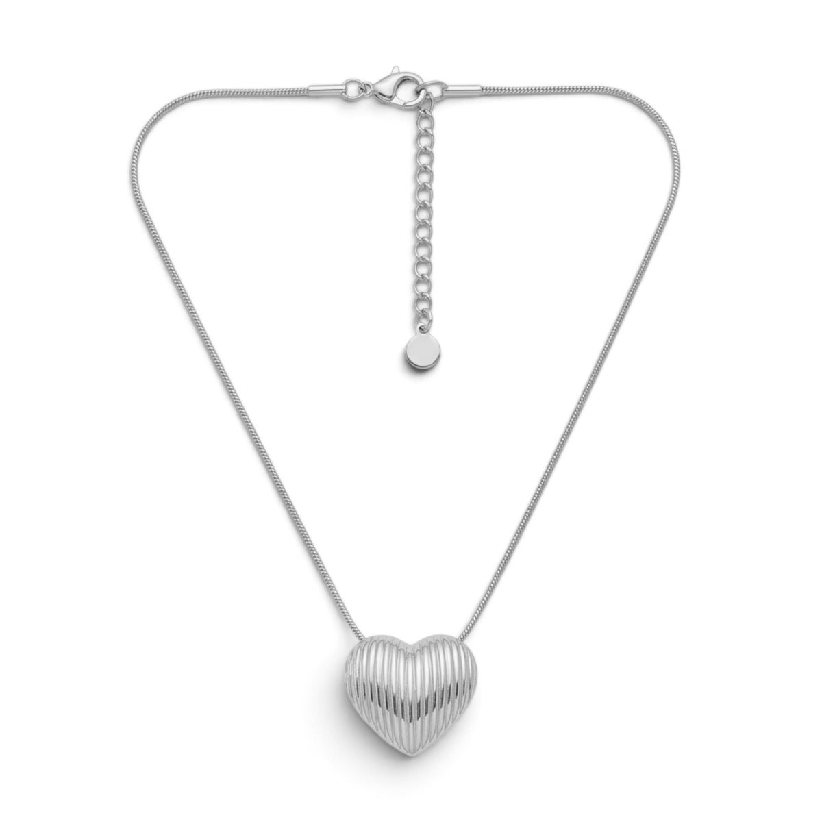 Collana con Cuore Rigato In Acciaio Inossidabile