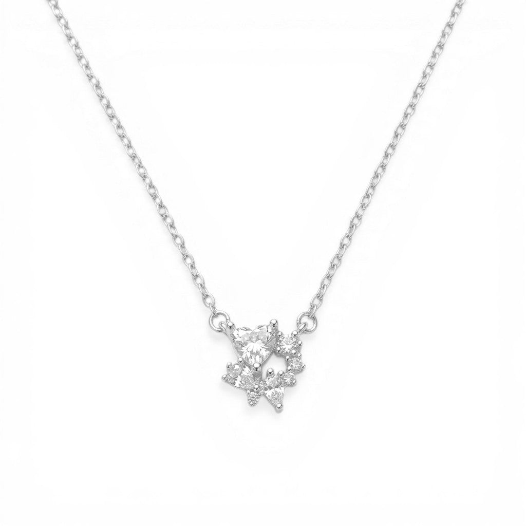 Collana Cuore e Zirconi a Grappolo In Argento 925