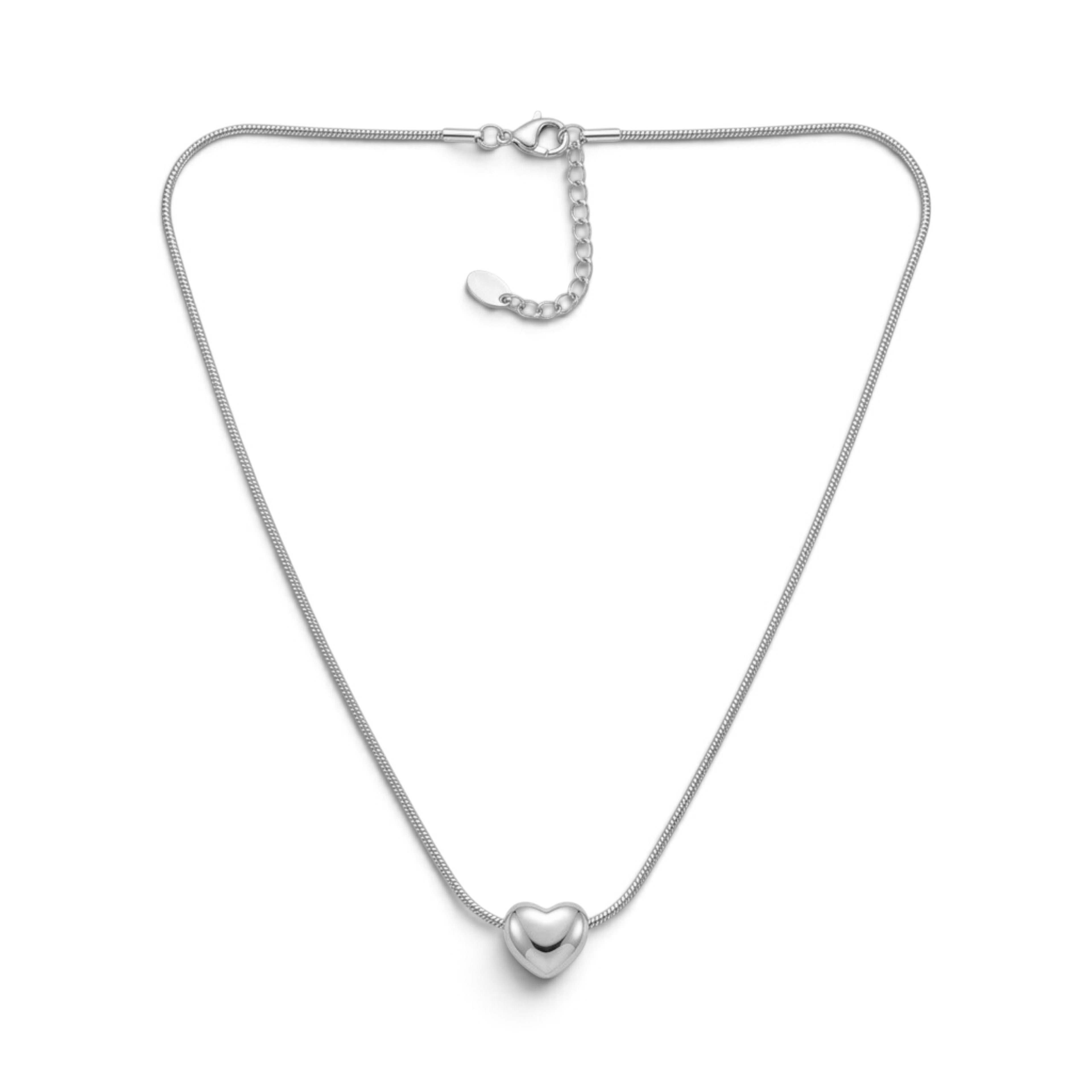 Collana Snake con Cuore Bombato In Acciaio Inossidabile