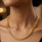 Collana Girocollo a Foglie Alloro In Acciaio Inossidabile