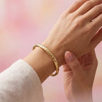 Bracciale Bangle Rigido con Stelle e Zirconi In Acciaio Inossidabile