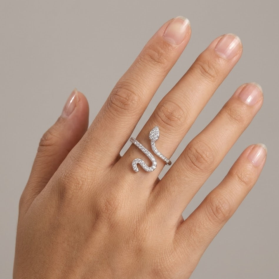Anello Serpente Avvolto Micro-Pavé In Acciaio Inossidabile