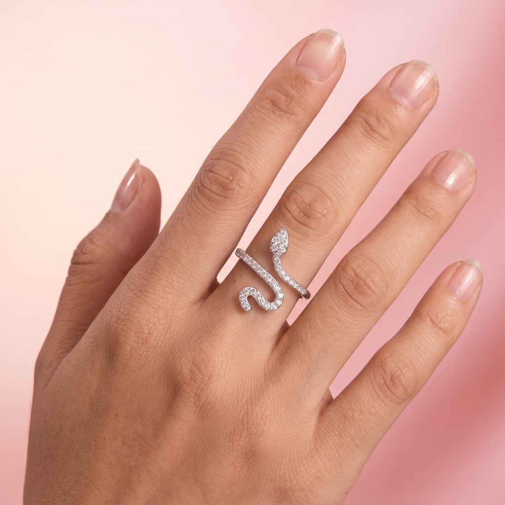 Anello Serpente Avvolto Micro-Pavé In Acciaio Inossidabile