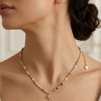 Collana con Ciondolo Stella Polare e Perline In Acciaio Inossidabile