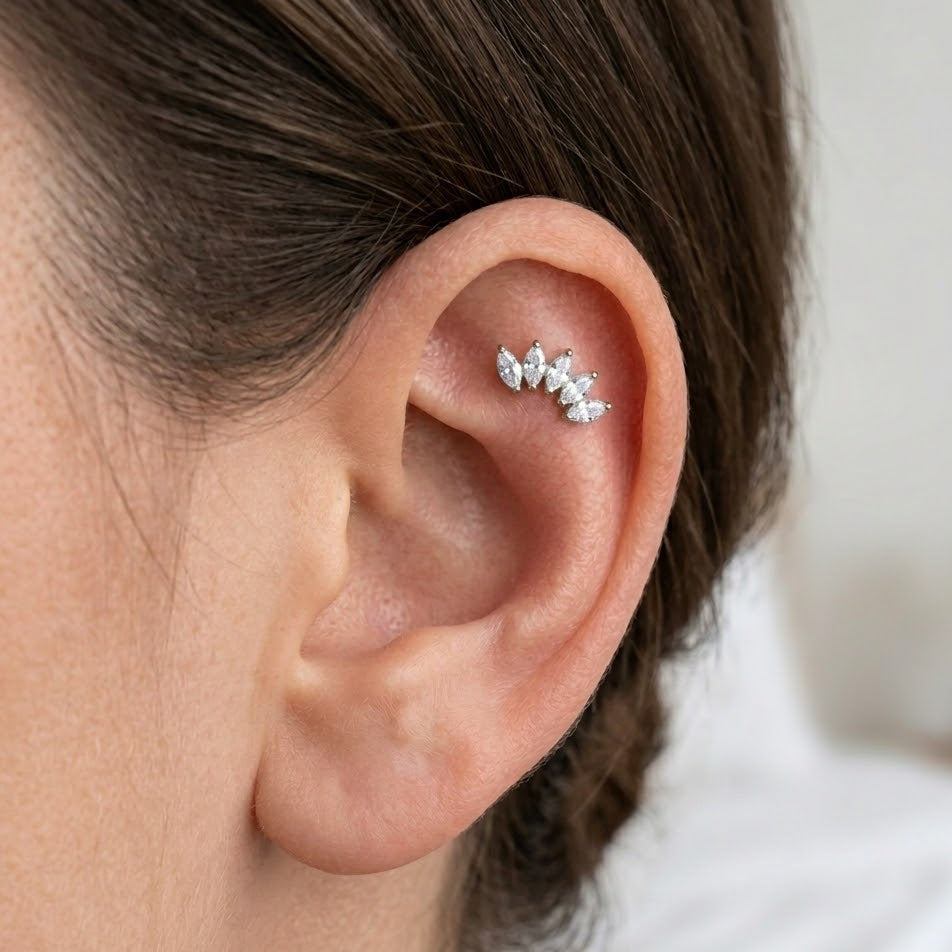 Piercing Corona di Cinque Navette In Titanio