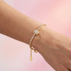 Bracciale Tennis con Zirconi e Centrale Luminoso In Acciaio Inossidabile