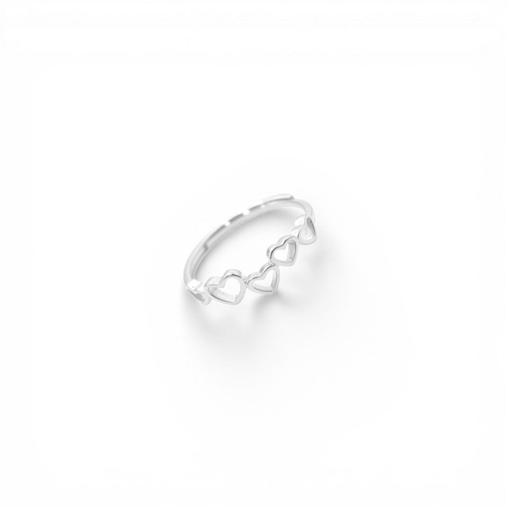 Anello Fascia Cuori Traforati In Argento 925