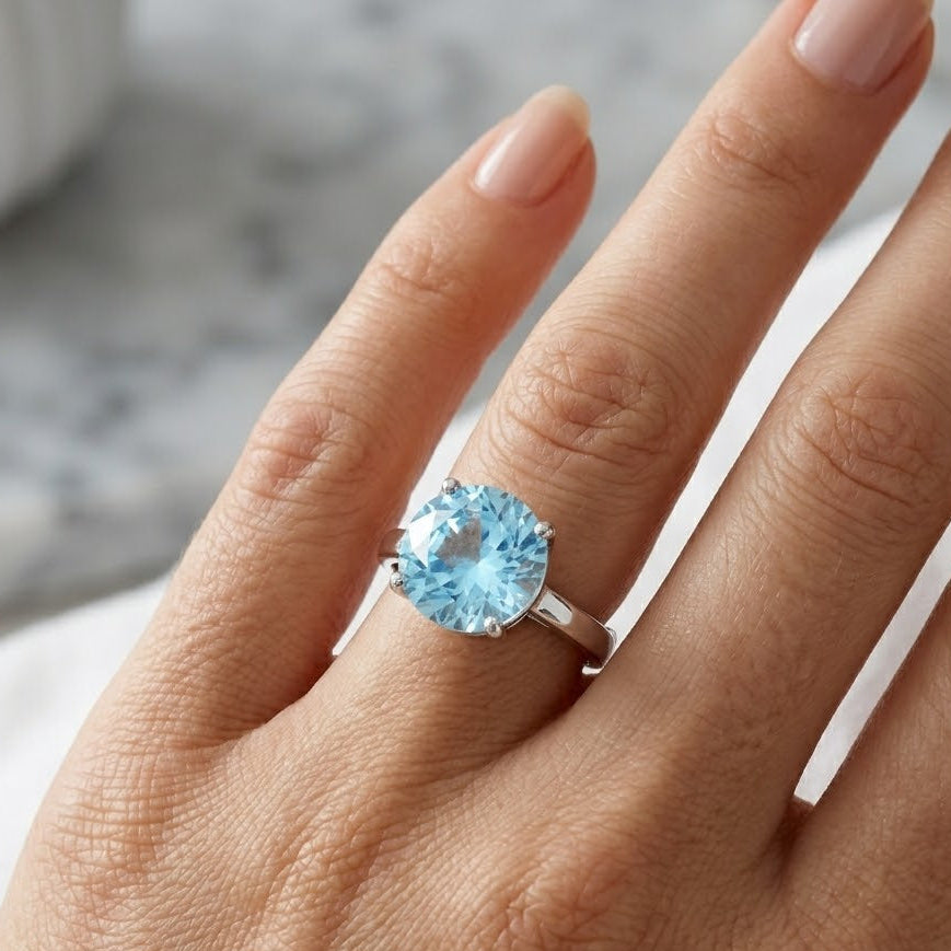 Anello con Pietra Acquamarina In Argento 925