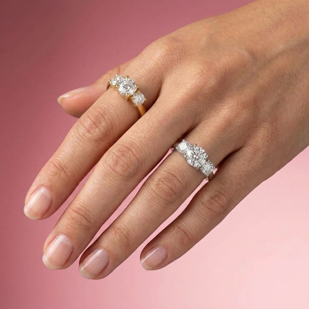 Anello Trilogy con Zirconi a Taglio Brillante In Acciaio Inossidabile