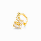 Ear Cuff Doppio Cerchio con Zirconi Taglio Trapezio In Acciaio Inossidabile