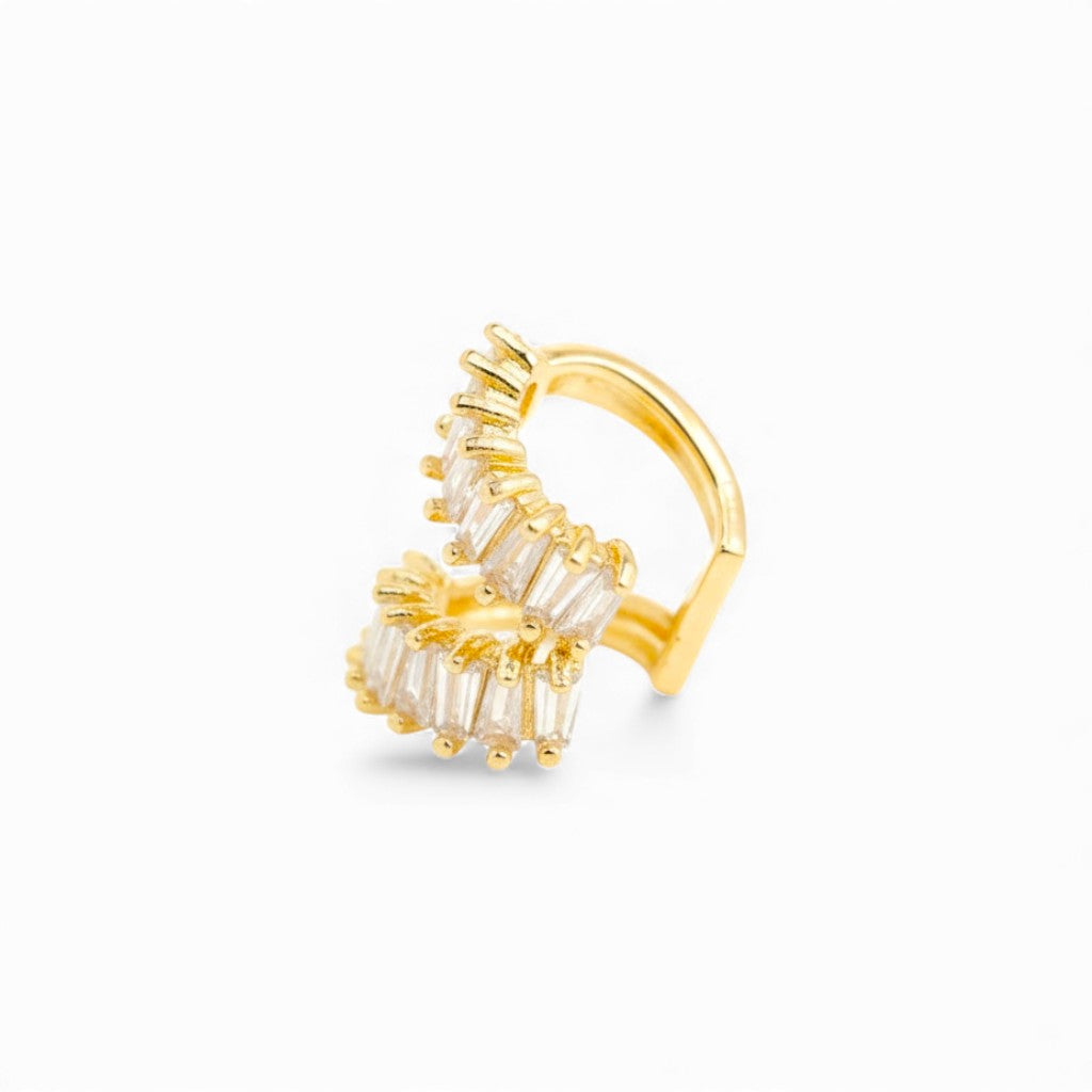Ear Cuff Doppio Cerchio con Zirconi Taglio Trapezio In Acciaio Inossidabile