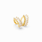 Ear Cuff Doppio Cerchio con Zirconi Taglio Trapezio In Acciaio Inossidabile