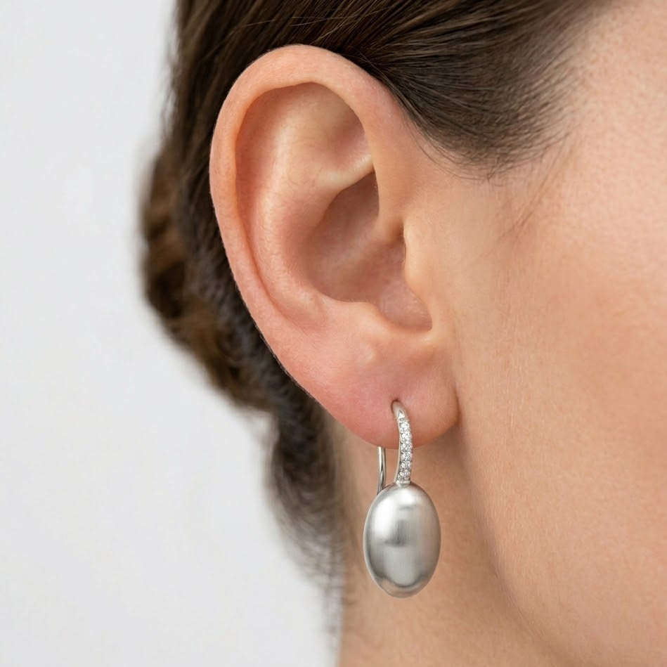 Orecchini Pendenti Opachi con Pavé di zirconi In Acciaio Inossidabile