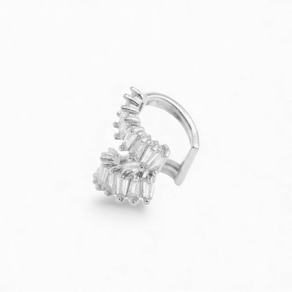 Ear Cuff Doppio Cerchio con Zirconi Taglio Trapezio In Acciaio Inossidabile