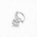 Ear Cuff Doppio Cerchio con Zirconi Taglio Trapezio In Acciaio Inossidabile