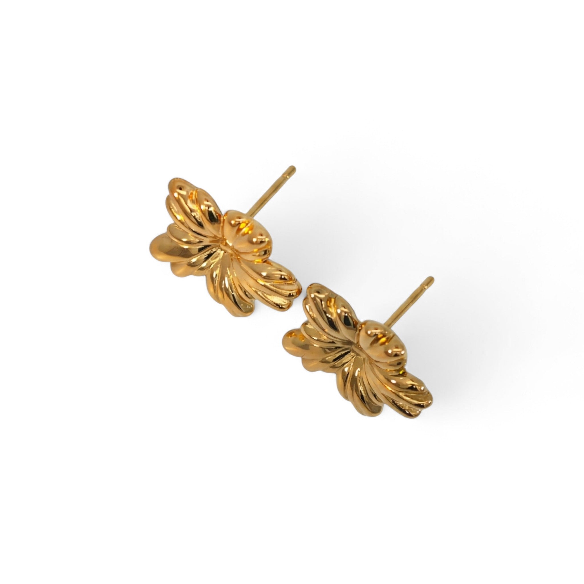 Orecchini a Lobo Fiore Voluminoso in Acciaio Inossidabile