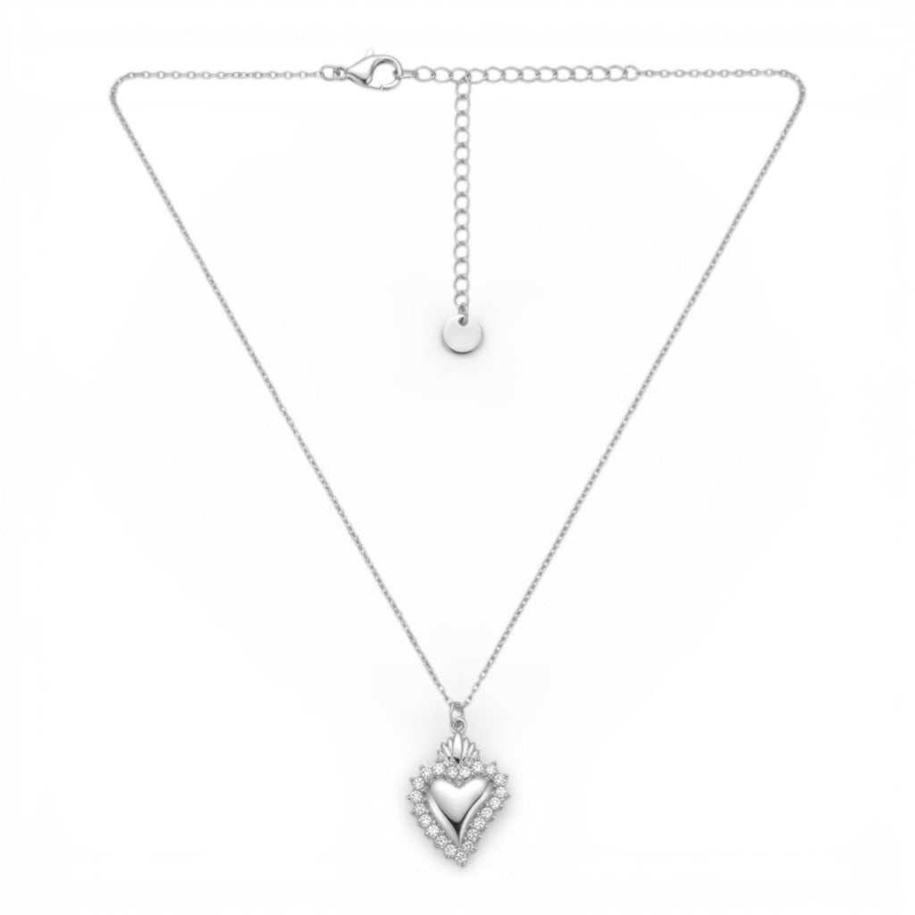 Collana Cuore Sacro Radioso In Acciaio Inossidabile