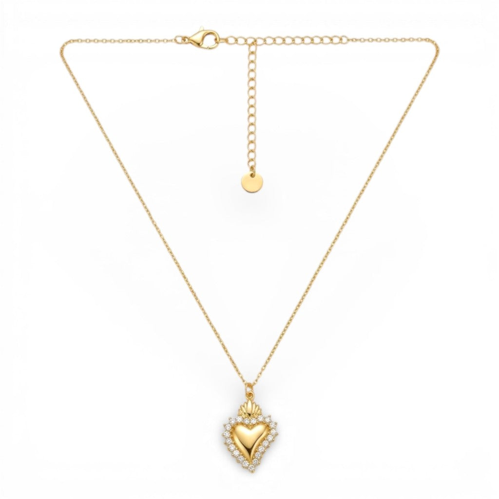 Collana Cuore Sacro Radioso In Acciaio Inossidabile