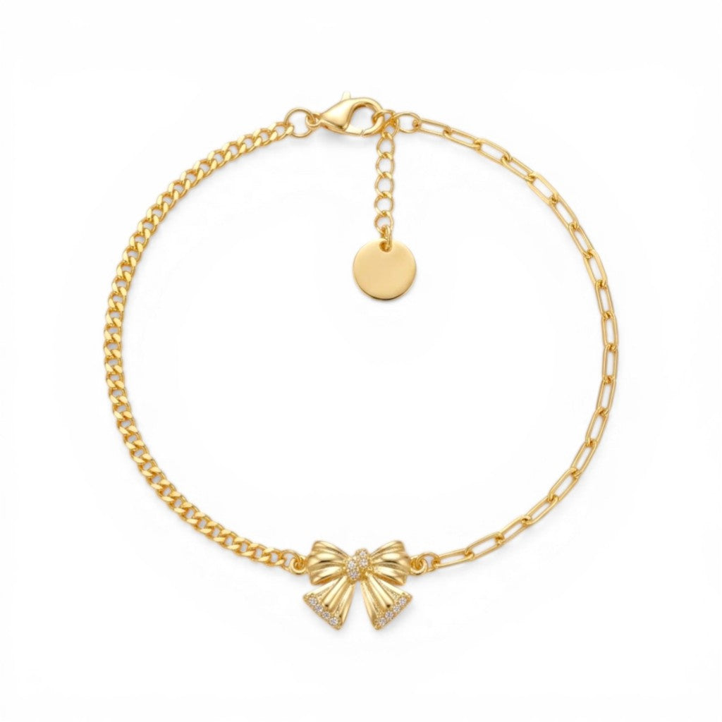 Bracciale Fiocco Prezioso con Doppia Catena in Argento 925