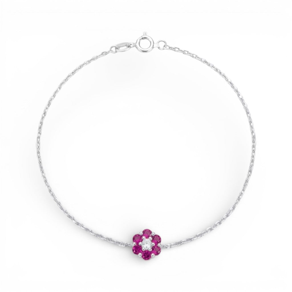 Bracciale Petali Cromatici con Fiore di Zirconi in Argento 925