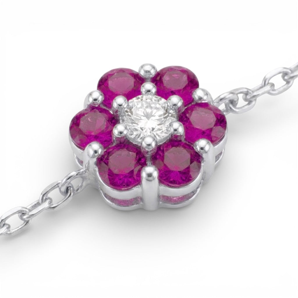 Bracciale Petali Cromatici con Fiore di Zirconi in Argento 925