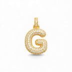 Ciondolo Lettera Bubble Bombato con Pavé di Zirconi In Ottone