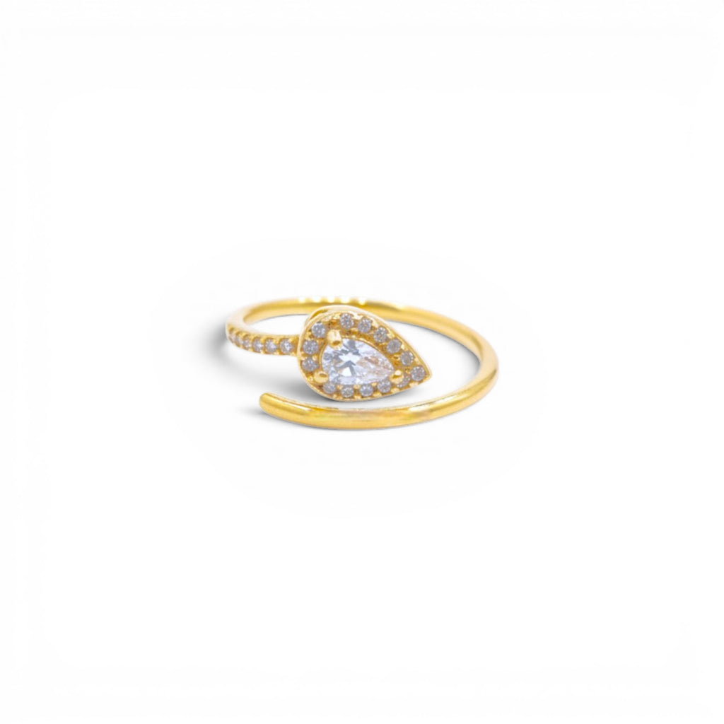 Anello Goccia Imperiale con Pavé di Zirconi In Acciaio Inossidabile