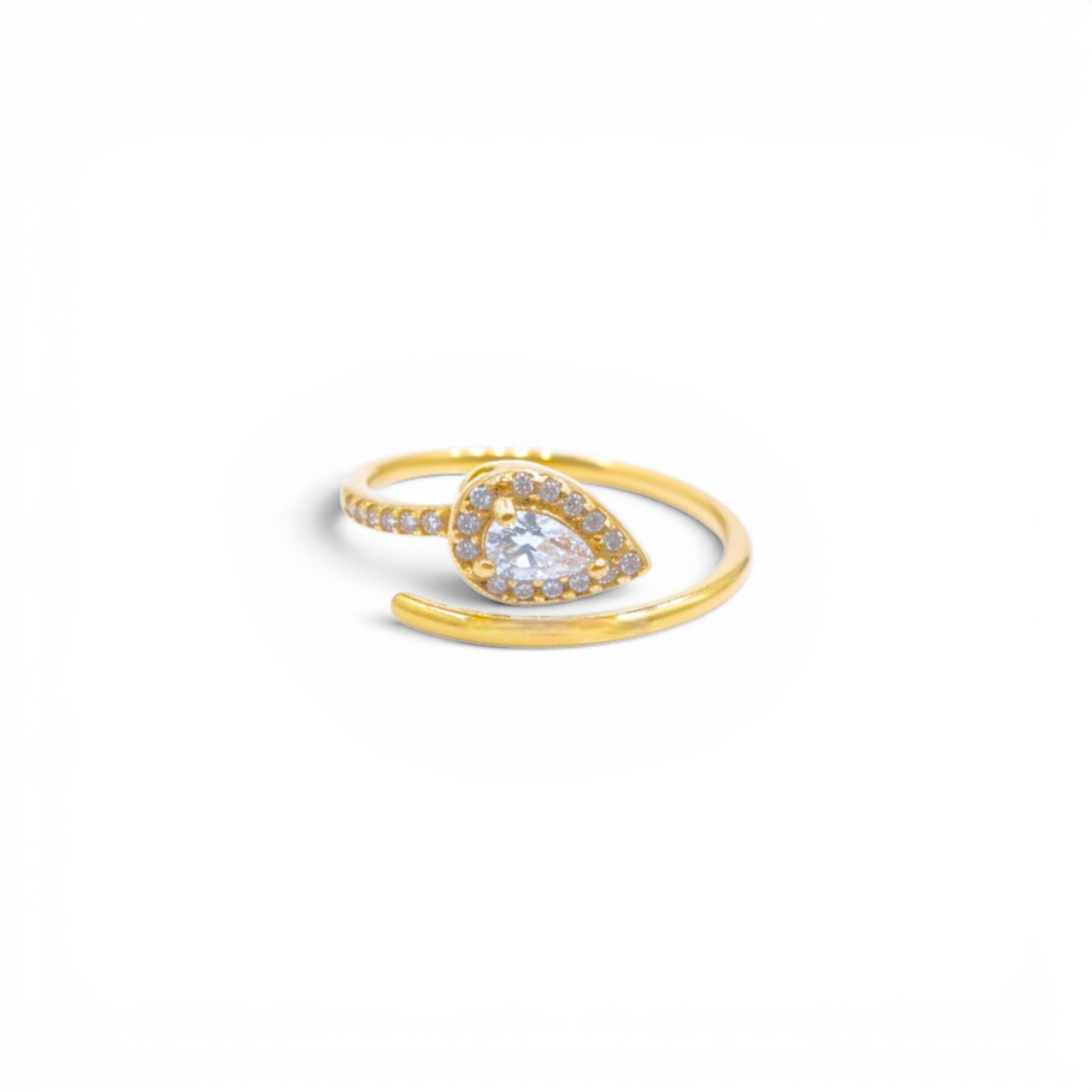 Anello Goccia Imperiale con Pavé di Zirconi In Acciaio Inossidabile