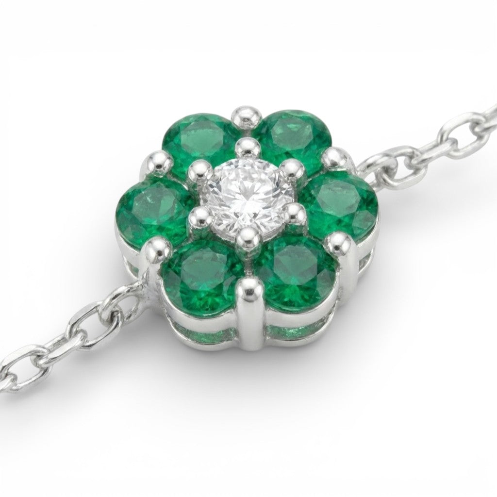 Bracciale Petali Cromatici con Fiore di Zirconi in Argento 925