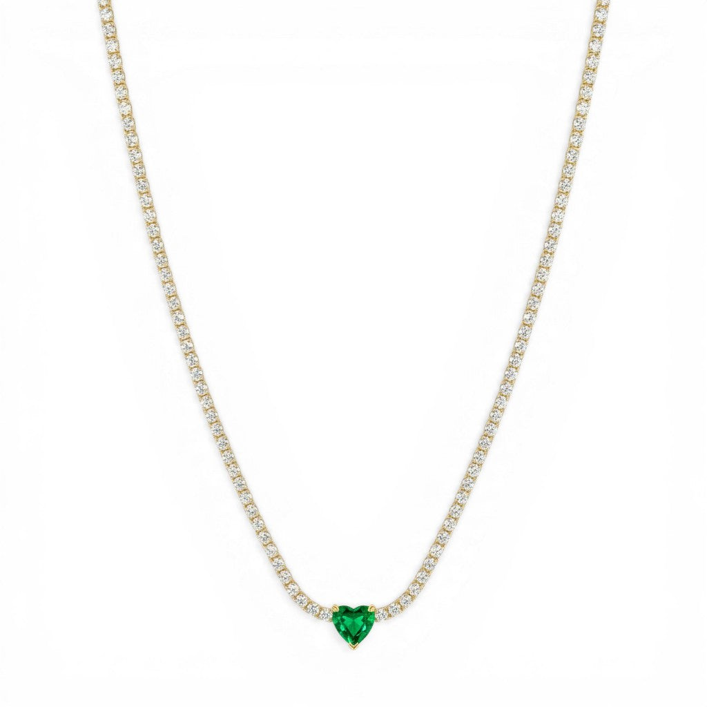 Collana Tennis Heart In Acciaio Inossidabile