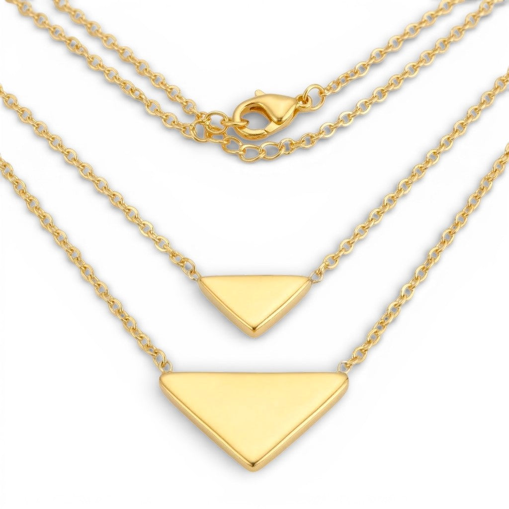 Collana Doppio Filo con Triangoli In Acciaio Inossidabile