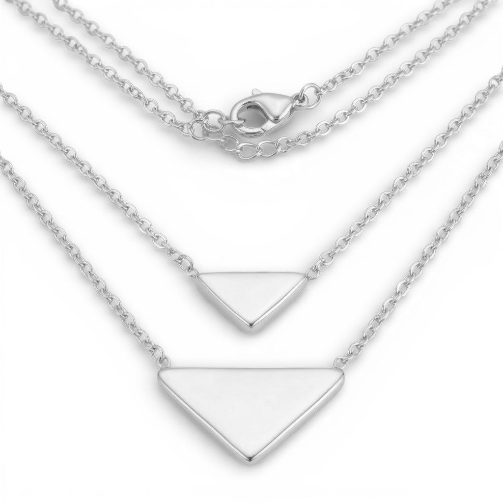 Collana Doppio Filo con Triangoli In Acciaio Inossidabile